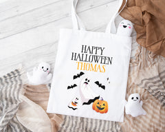 Personalised Halloween Trick or Treat Bag | Ghost | Halloween Tote Bag | Personalised Halloween Gift