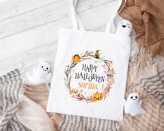 Personalised Halloween Trick or Treat Bag | Halloween Wreath | Halloween Tote Bag | Personalised Halloween Gift