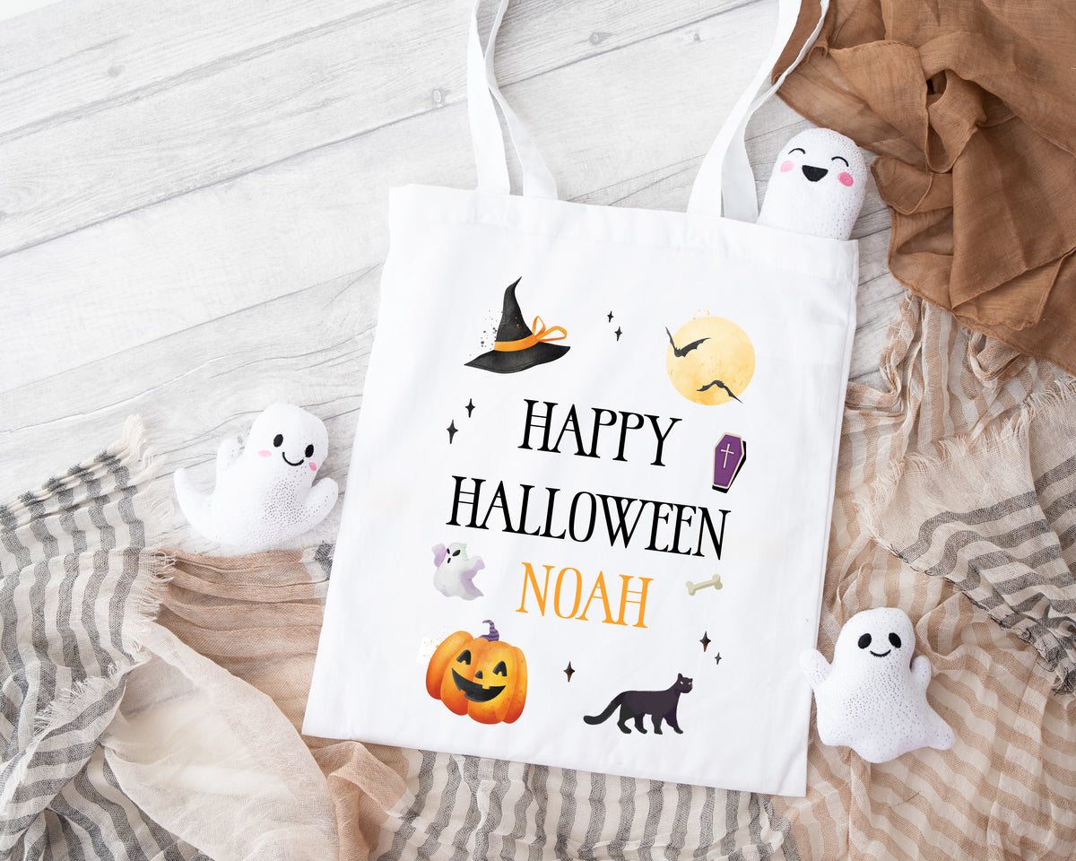 Personalised Halloween Trick or Treat Bag | Happy Halloween | Halloween Tote Bag | Personalised Halloween Gift