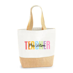 Thank You Teacher Gift, Personalised Teacher Bag | Personalised Teacher Gift, Teacher Present. End Of Term Gift, TA Gift - Watercolour