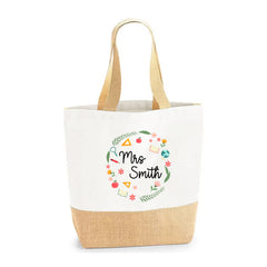 Thank You Teacher Gift, Personalised Teacher Bag | Personalised Teacher Gift, Teacher Present. End Of Term Gift, TA Gift - Teacher Wreath