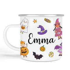 Personalised Halloween Enamel Mug | Kids Illustrations | Personalised Halloween Gift