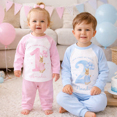 Personalised 1st Birthday Pyjamas, First Bib | Bunny | When I Wake Up I Will Be 1, Girls 1st Birthday Pyjamas, Boys 1st Birthday Pyjamas
