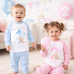 Personalised 1st Birthday Pyjamas, First Bib | Teddy Bear | When I Wake Up I Will Be 1, Girls 1st Birthday Pyjamas, Boys 1st Birthday Pyjamas