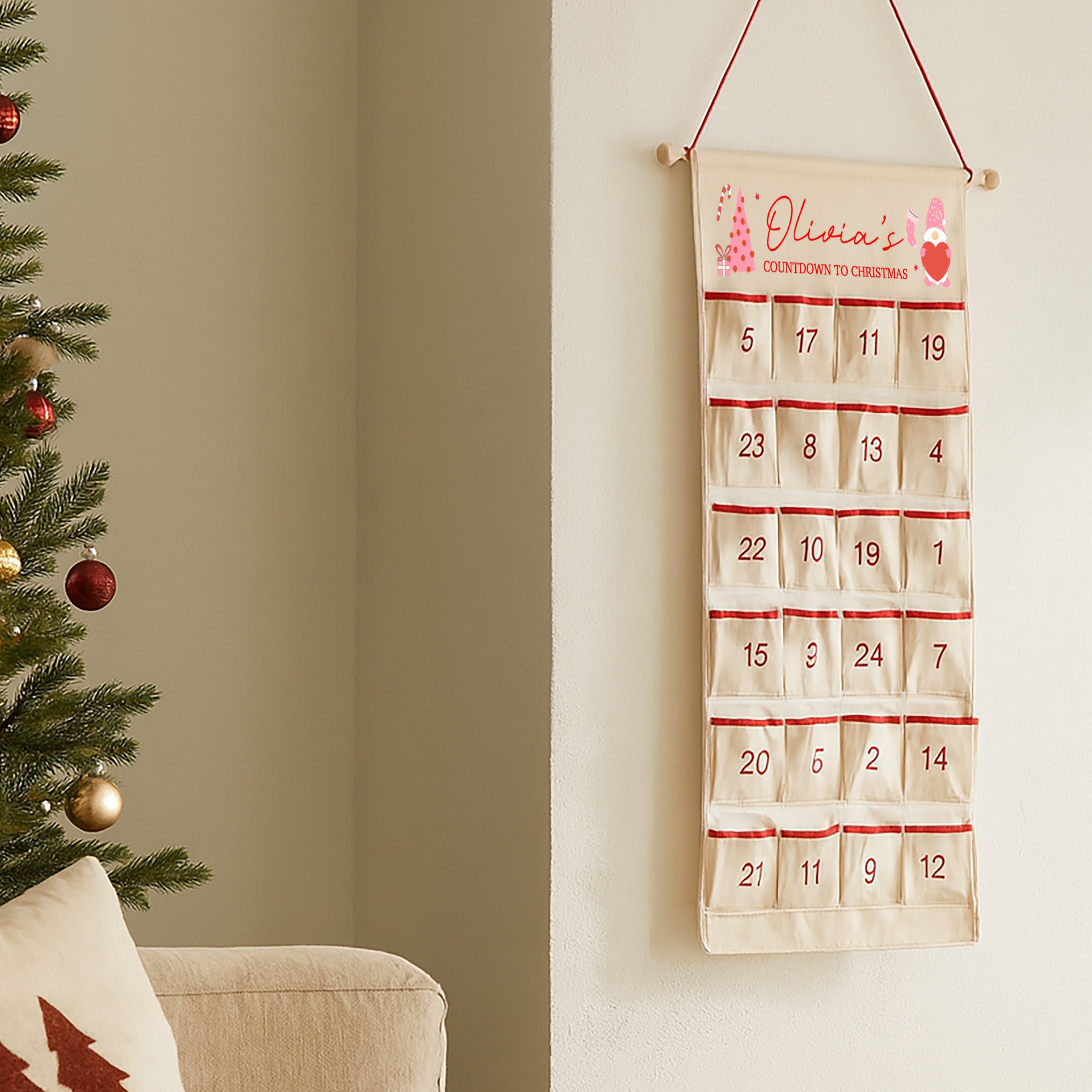 Personalised Advent Calendar | Christmas Countdown Calendar | Custom Children’s Advent Calendar, Personalised Kids Christmas Advent Calendar | Pink