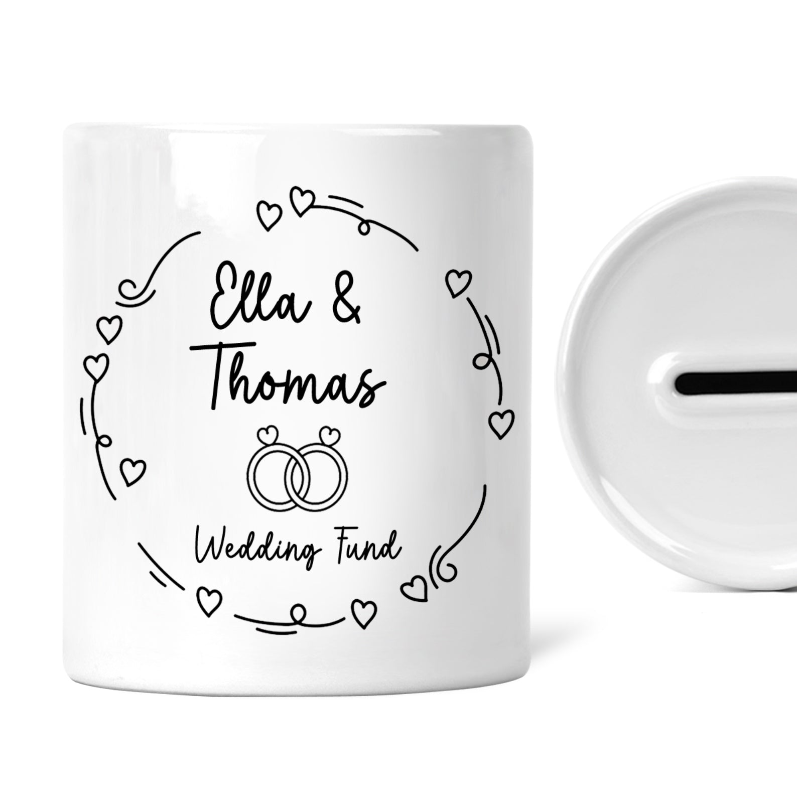 Personalised Wedding Fund Money Box | Add Names and Date | Wedding Wreath | Engagement Gift, Fiancé Gift | Wedding Savings | Engagement Gift