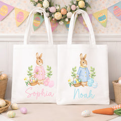 Personalised Easter Bag | Pink or Blue | Personalised Easter Tote, Custom Easter Hunt Bag, Personalised Easter Gift, Easter Basket