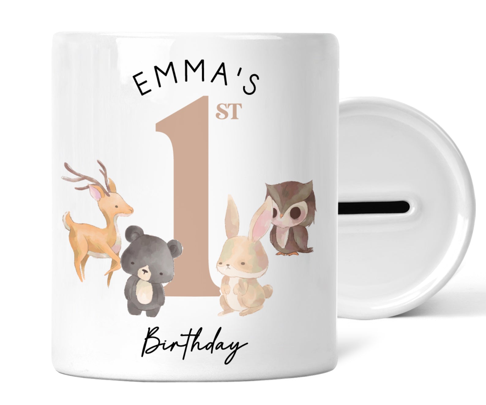Personalised 1st Birthday Money Box | Personalised 1st Birthday Gift, First Birthday Gift, First Birthday Money Box | 1st Birthday Animals