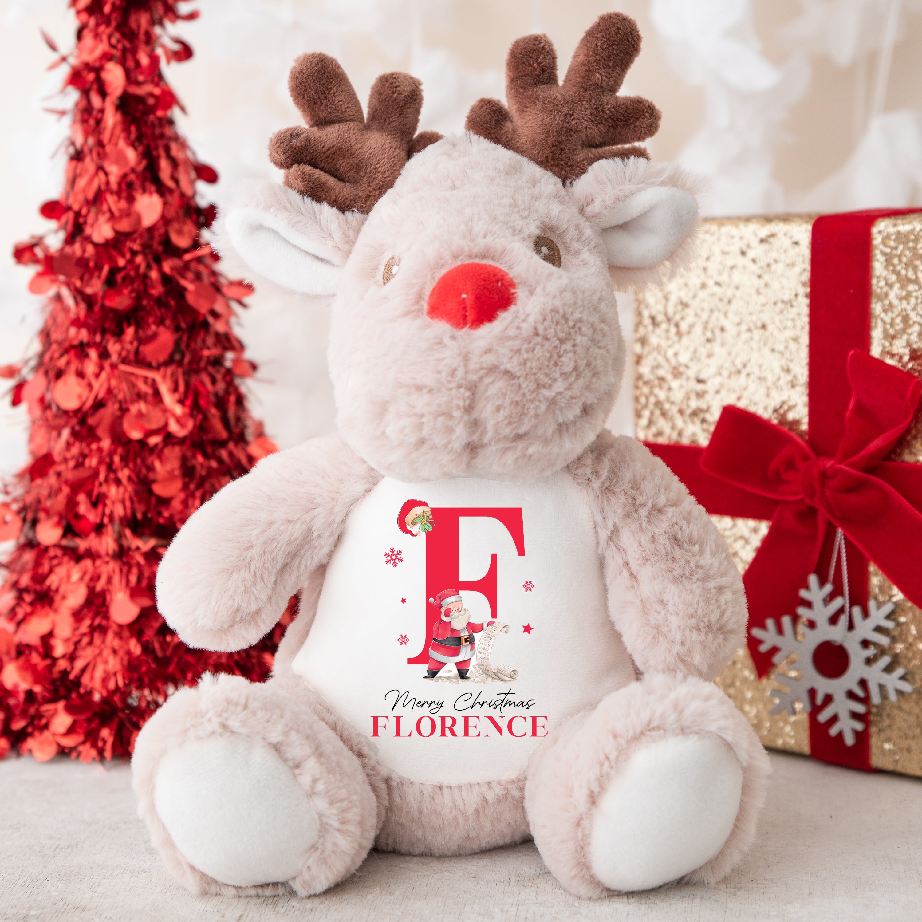 Personalised Christmas Teddy | Reindeer Teddy | Personalised Christmas Gift, Baby Christmas Kids, Children's Christmas Gift | Santa Initial
