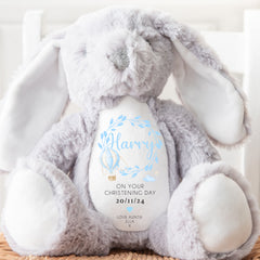 Personalised Teddy, Custom Christening Teddy | Keepsake | Personalised Christening Gift, Custom Baptism Gift | Baptism Teddy, Blue Balloon