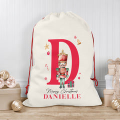 Personalised Christmas Sack | Custom Christmas Stocking | Custom Santa Sack For Kids, Children's Christmas Sack - Nutcracker Initial