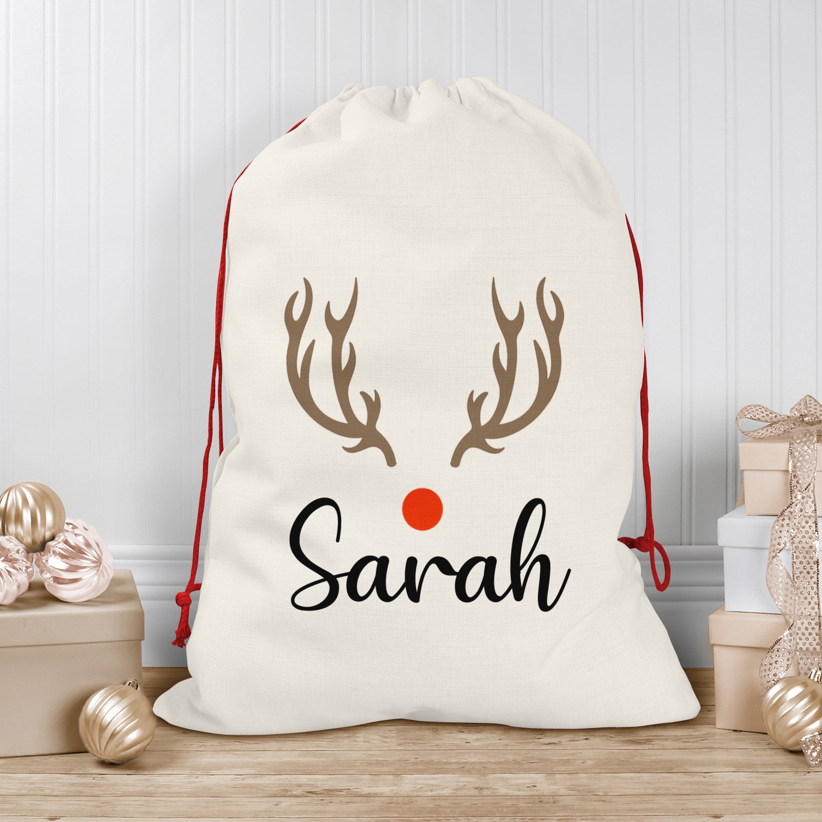 Personalised Christmas Sack | Custom Christmas Stocking | Custom Santa Sack For Kids, Children's Christmas Sack - Reindeer