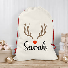 Personalised Christmas Sack | Custom Christmas Stocking | Custom Santa Sack For Kids, Children's Christmas Sack - Reindeer