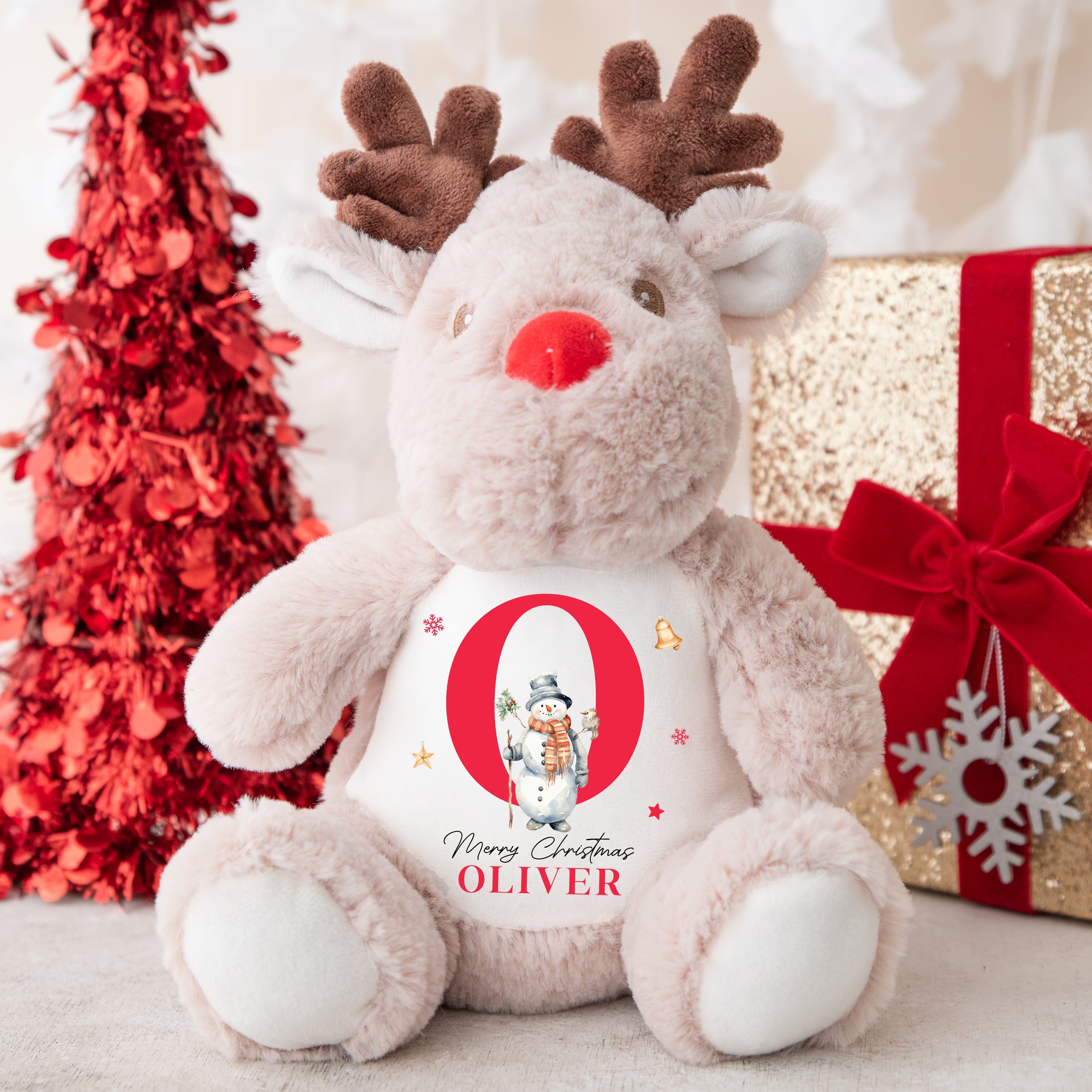 Personalised Christmas Teddy | Reindeer Teddy | Personalised Christmas Gift, Baby Christmas Kids, Children's Christmas Gift | Snowman Initial