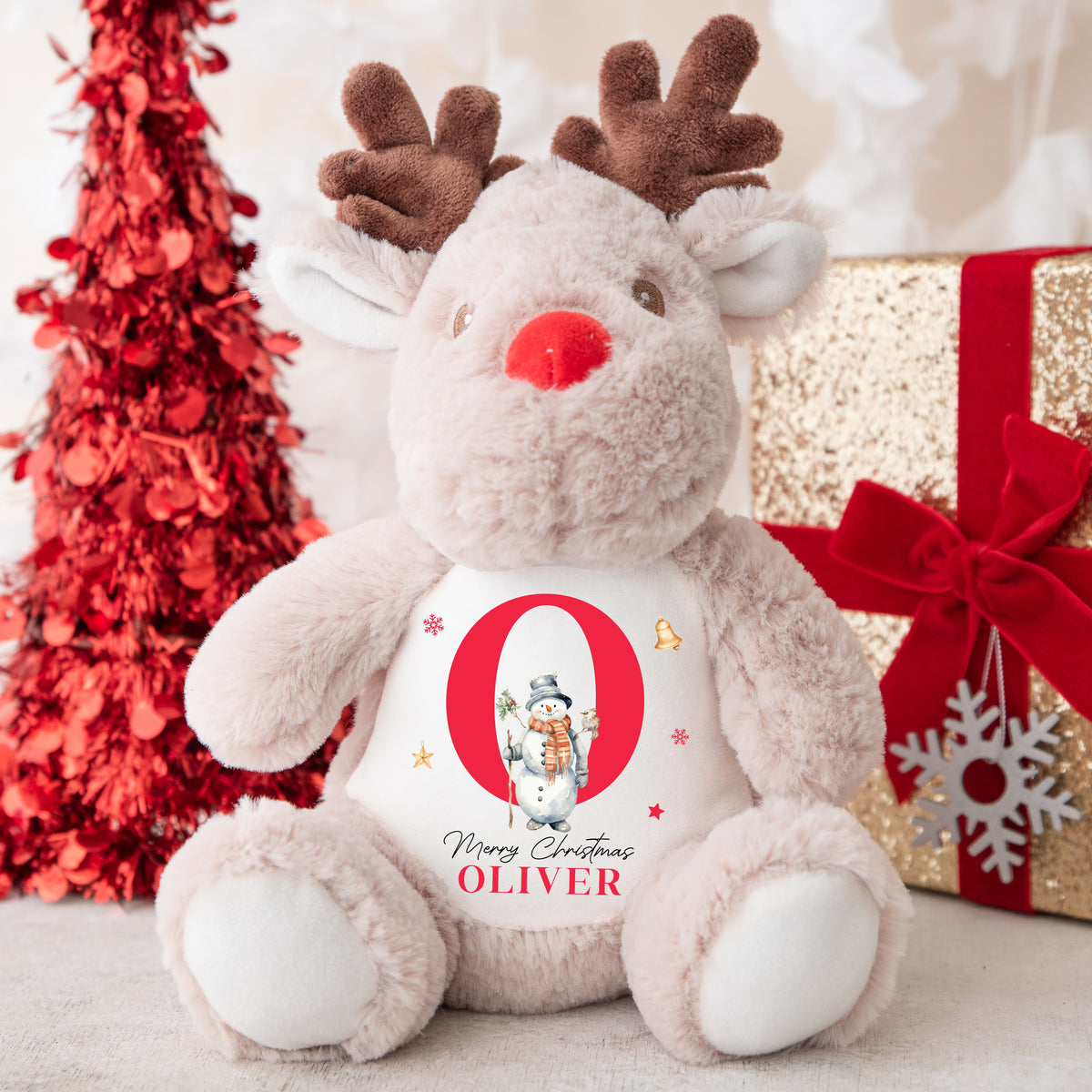 Personalised Christmas Teddy | Reindeer Teddy | Personalised Christmas Gift, Baby Christmas Kids, Children's Christmas Gift | Snowman Initial