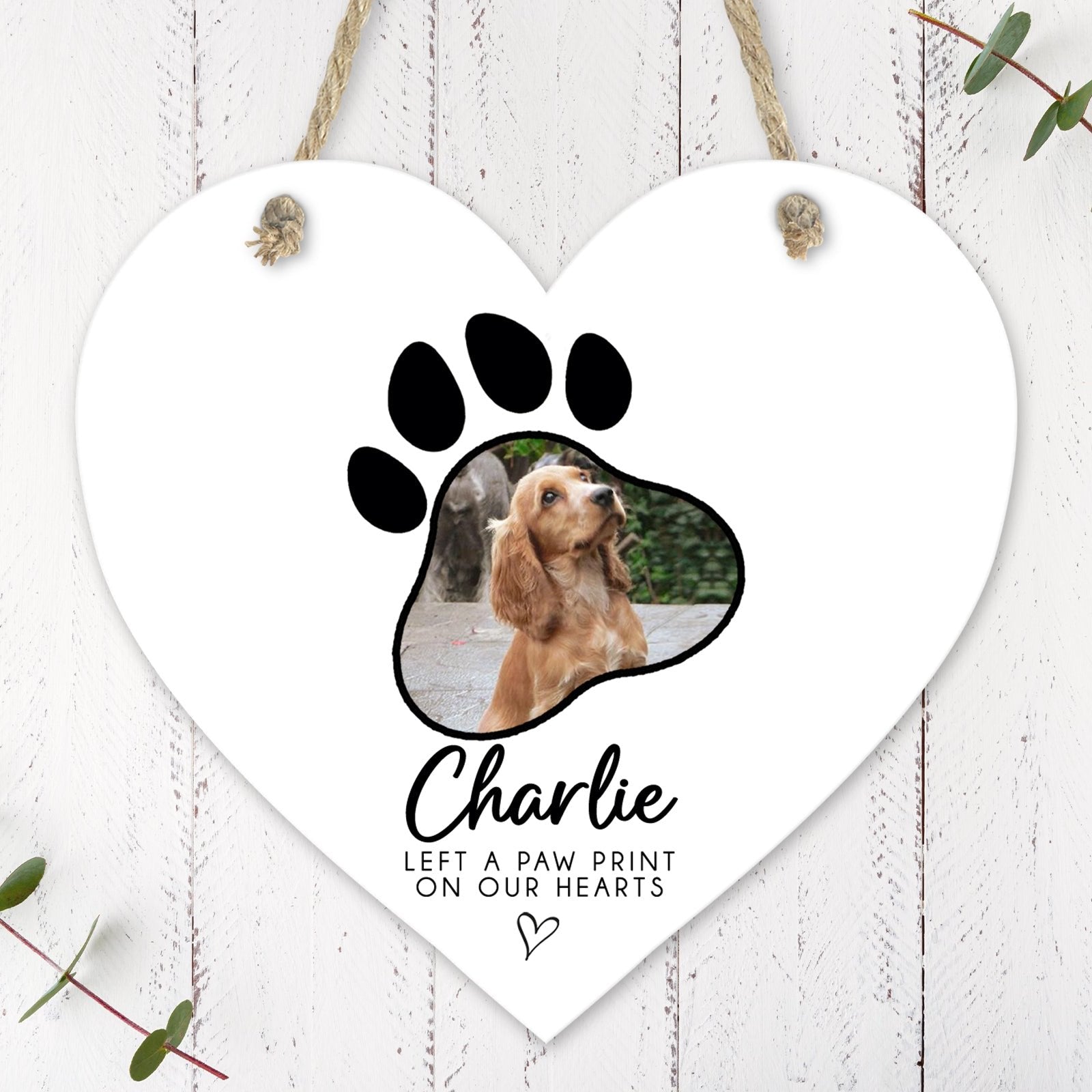Personalised Pet Memorial Gift | Heart Wooden Sign | Pet Loss Gift, Pet Remembrance, Dog Bereavement, Pet Plaque, Dog Loss Gift - Paw Photo