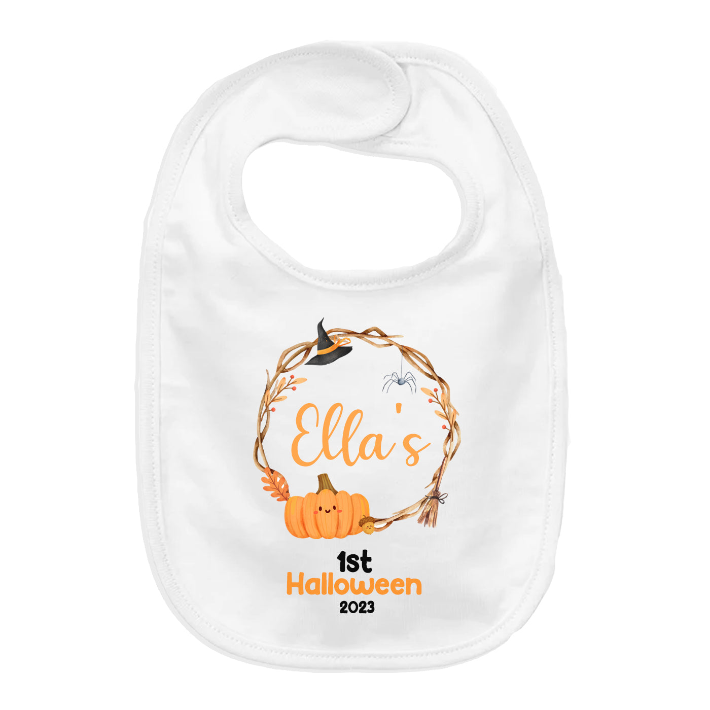 Baby's 1st Halloween | Personalised Halloween Baby Grow | Wreath | First Halloween Baby Bib, Baby Halloween Gift