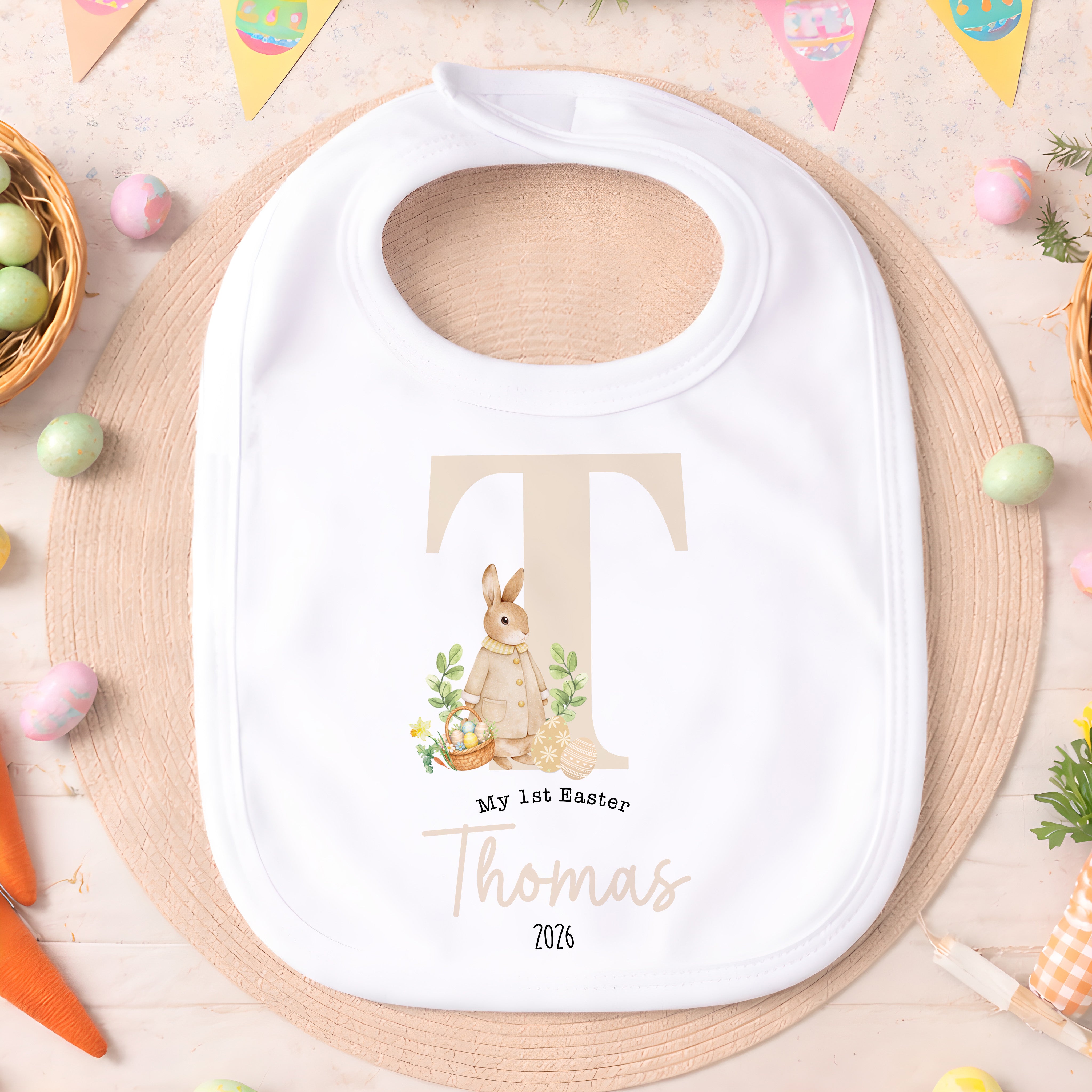 Personalised 1st Easter Pyjamas, Easter Bib | Custom Boys & Girls First Easter Baby Grow, Baby's Easter Romper