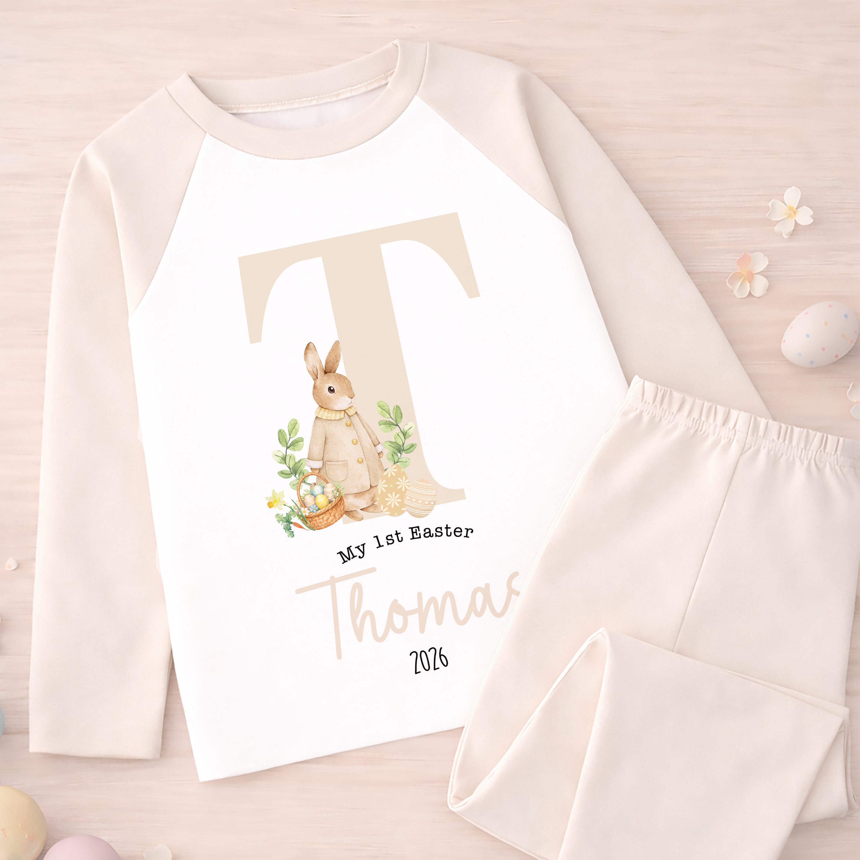 Personalised 1st Easter Pyjamas, Easter Bib | Custom Boys & Girls First Easter Baby Grow, Baby's Easter Romper