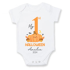 Baby's 1st Halloween | Personalised Halloween Baby Grow | Number 1 | First Halloween Baby Bib, Baby Halloween Gift