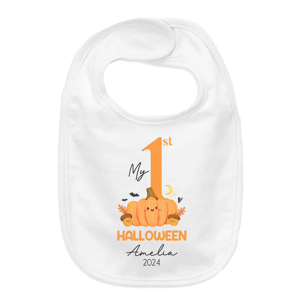 Baby's 1st Halloween | Personalised Halloween Baby Grow | Number 1 | First Halloween Baby Bib, Baby Halloween Gift