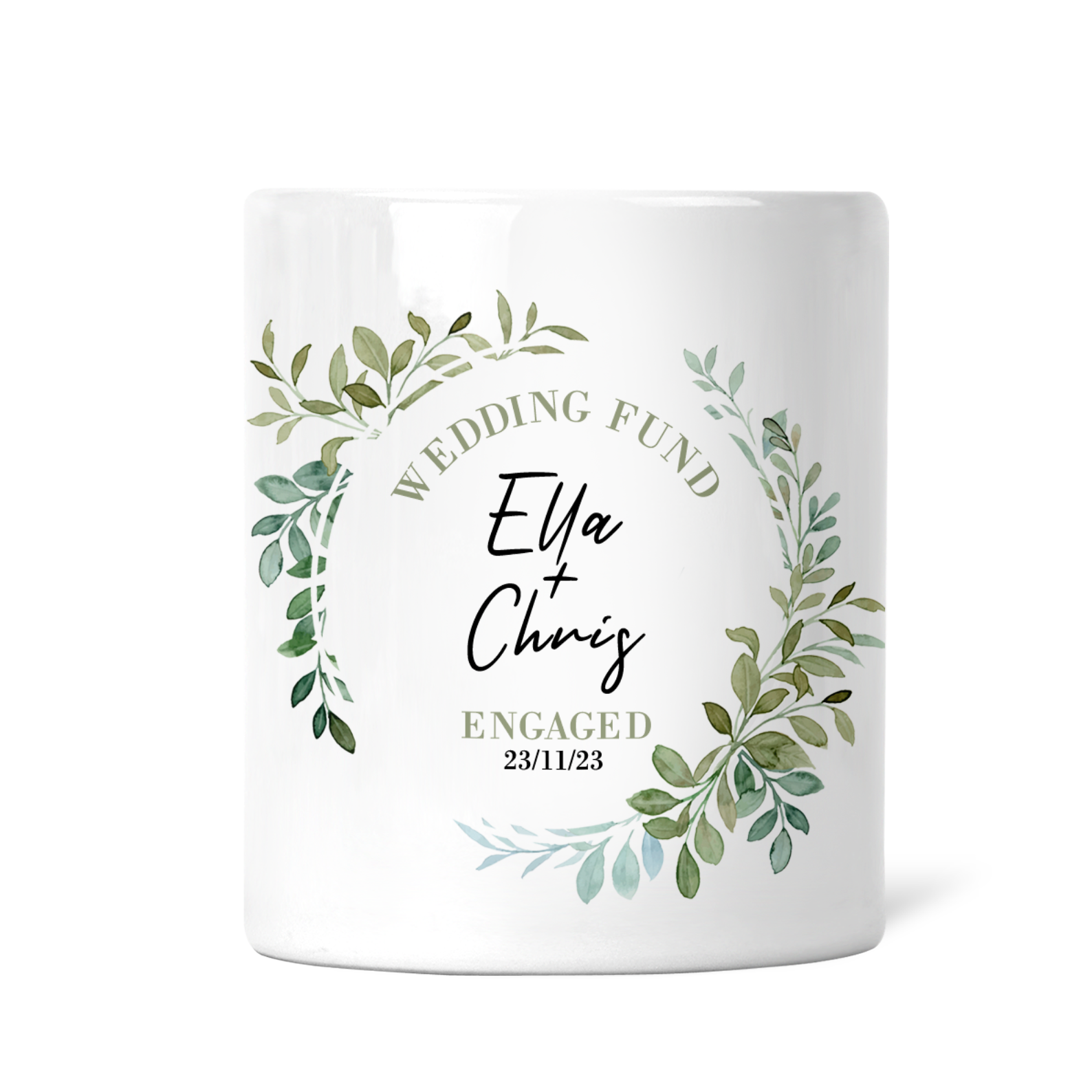 Personalised Wedding Fund Money Box | Add Names and Date | Floral Wedding Wreath | Engagement Gift, Fiancé Gift | Wedding Savings | Engagement Gift
