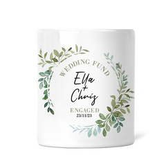 Personalised Wedding Fund Money Box | Add Names and Date | Floral Wedding Wreath | Engagement Gift, Fiancé Gift | Wedding Savings | Engagement Gift
