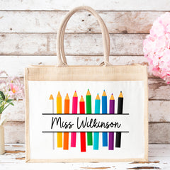 Thank You Teacher Gift, Personalised Teacher Bag | Personalised Teacher Gift, Teacher Present. End Of Term Gift, TA Gift - Teacher Pencils