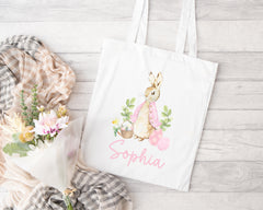 Personalised Easter Bag | Pink or Blue | Personalised Easter Tote, Custom Easter Hunt Bag, Personalised Easter Gift, Easter Basket