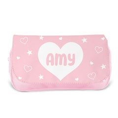 Personalised Children’s Pencil Case | Pencil Case for Girls, Pencil Case for Boys - Back to School | Custom Kids Pencil Case - Pink Hearts