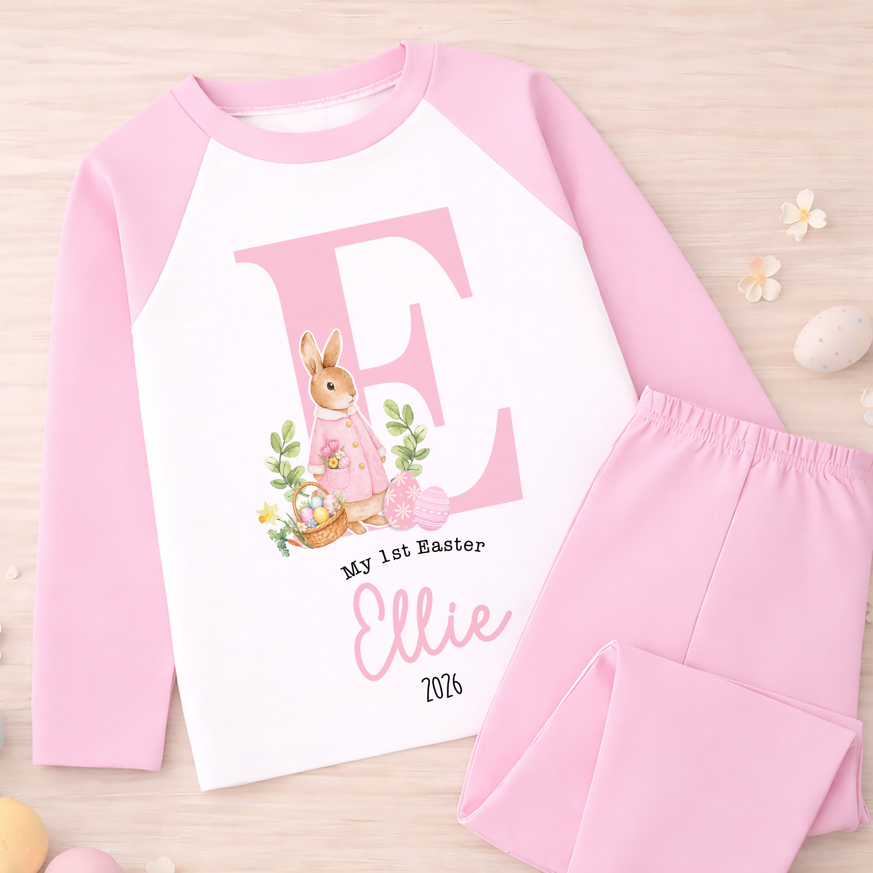 Personalised 1st Easter Pyjamas, Easter Bib | Custom Boys & Girls First Easter Baby Grow, Baby's Easter Romper