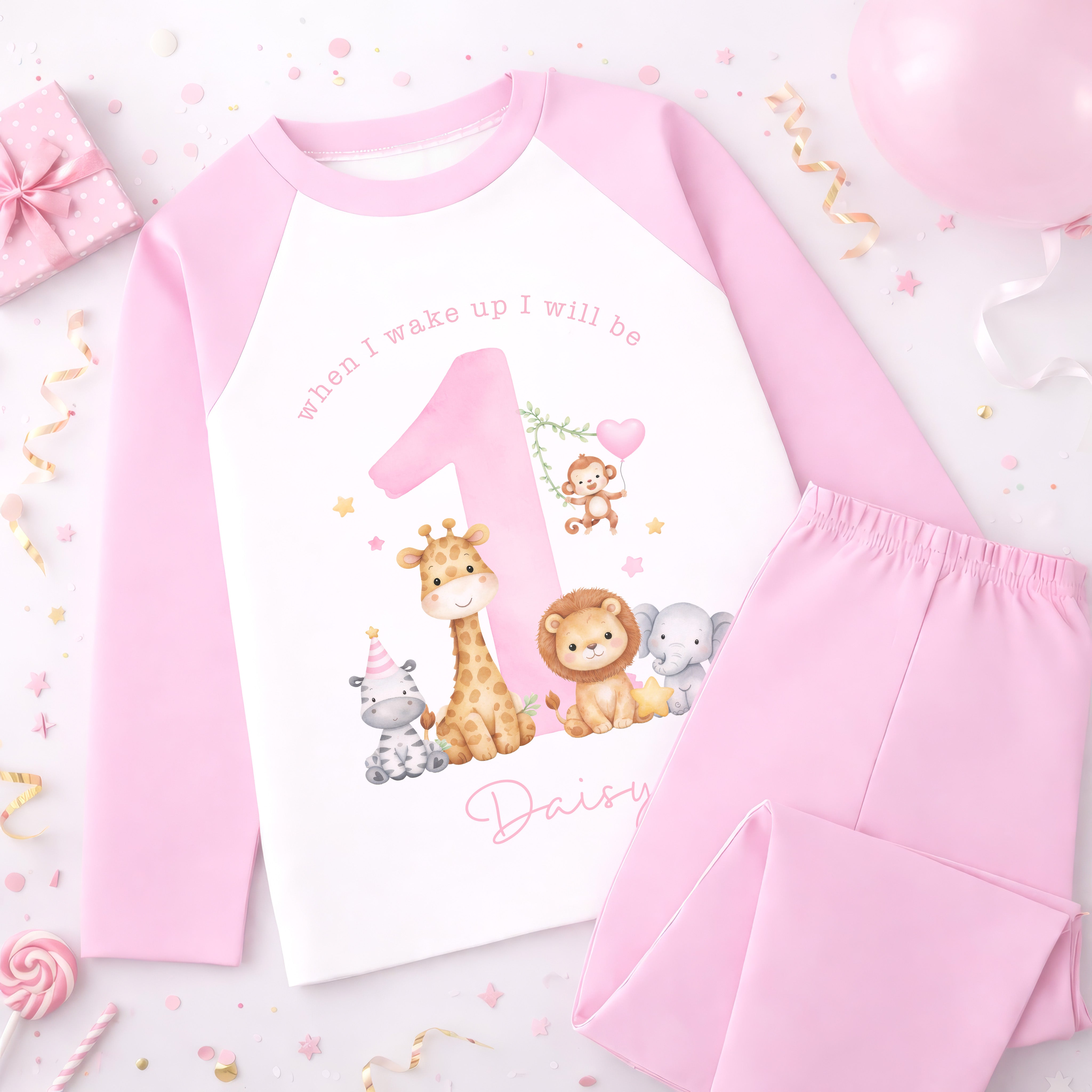 Personalised 1st Birthday Pyjamas, First Bib | When I Wake Up I Will Be 1, Girls 1st Birthday Pyjamas, Boys 1st Birthday Pyjamas