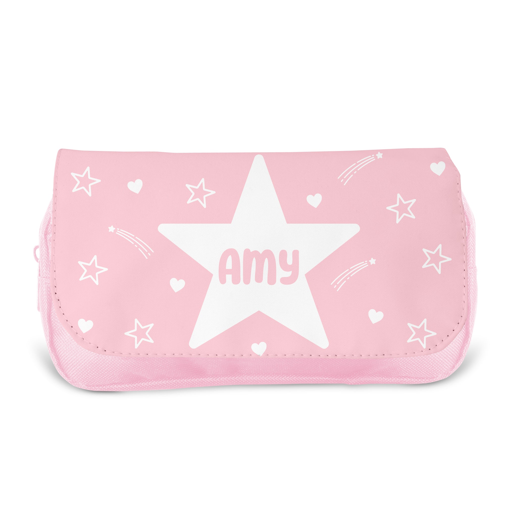 Personalised Children’s Pencil Case | Pencil Case for Girls, Pencil Case for Boys - Back to School | Custom Kids Pencil Case - Pink Stars
