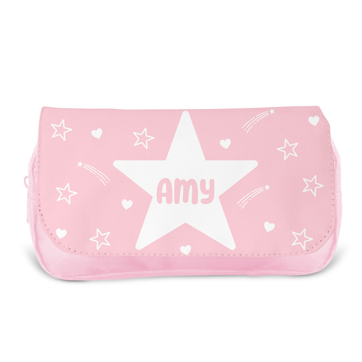 Personalised Children’s Pencil Case | Pencil Case for Girls, Pencil Case for Boys - Back to School | Custom Kids Pencil Case - Pink Stars