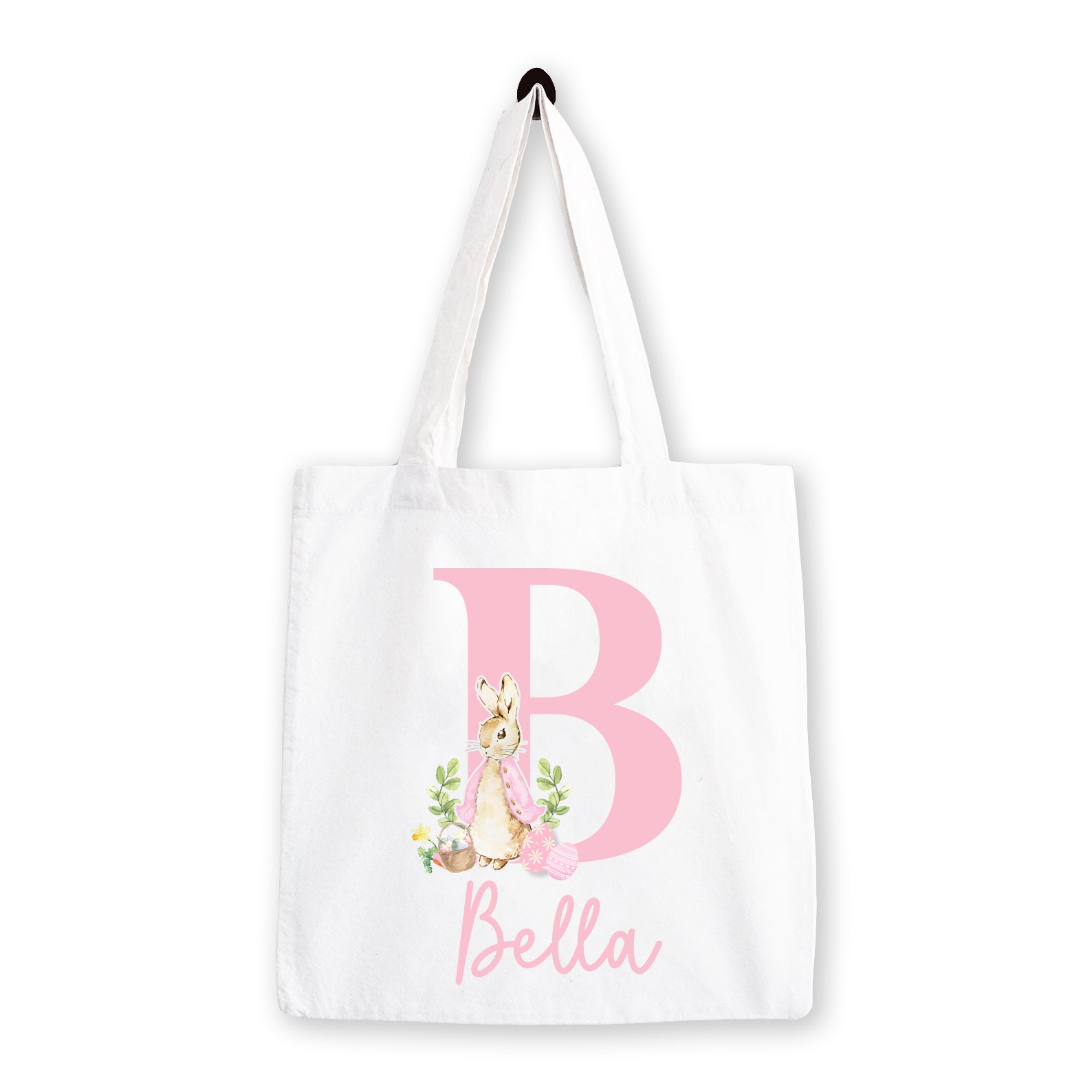 Personalised Easter Bag | Initial Pink or Blue | Personalised Easter Tote, Custom Easter Hunt Bag, Personalised Easter Gift, Easter Basket