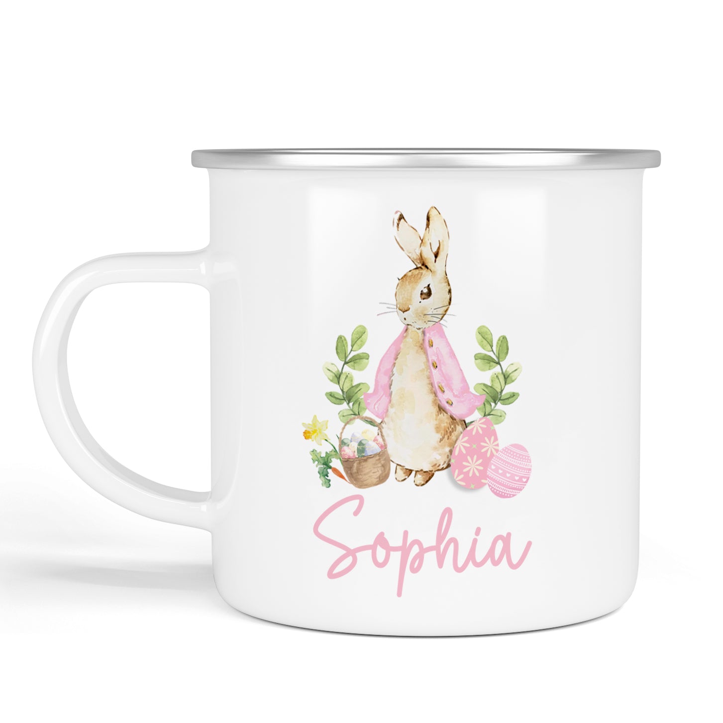 Personalised Easter Mug| Enamel Pink or Blue | Personalised Easter Gift, Custom Easter Gifts, Easter Present, Children’s Easter
