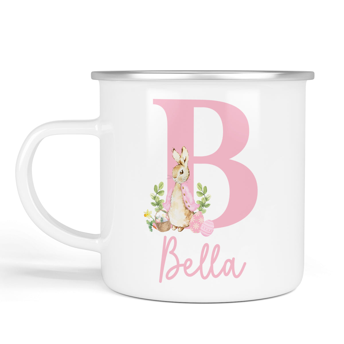 Personalised Easter Mug | Initial | Enamel Pink or Blue | Personalised Easter Gift, Custom Easter Gifts, Easter Present, Children’s Easter