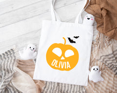 Personalised Halloween Trick or Treat Bag | Pumpkin Silhouette | Halloween Tote Bag | Personalised Halloween Gift