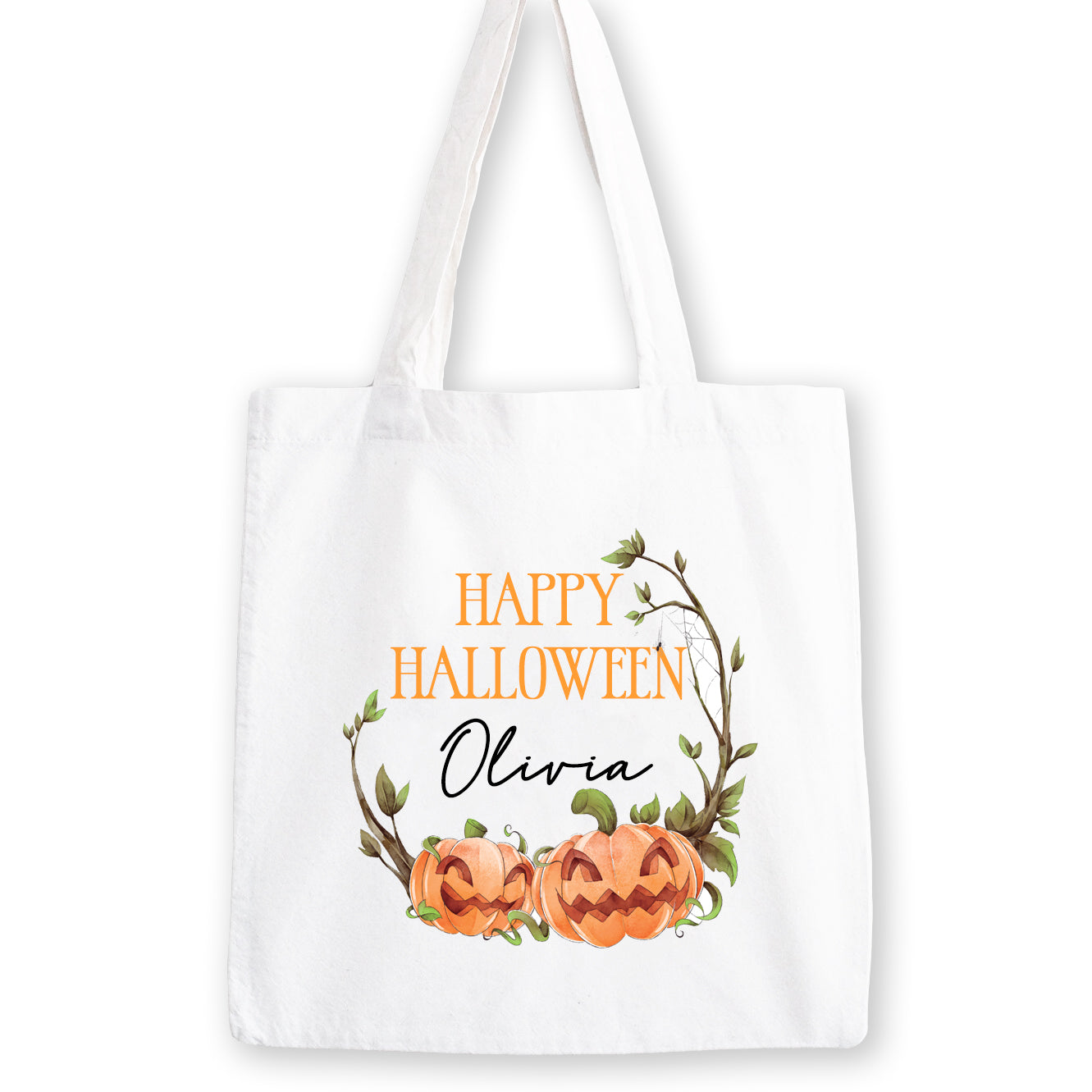 Personalised Halloween Trick or Treat Bag | Pumpkin Wreath | Halloween Tote Bag | Personalised Halloween Gift