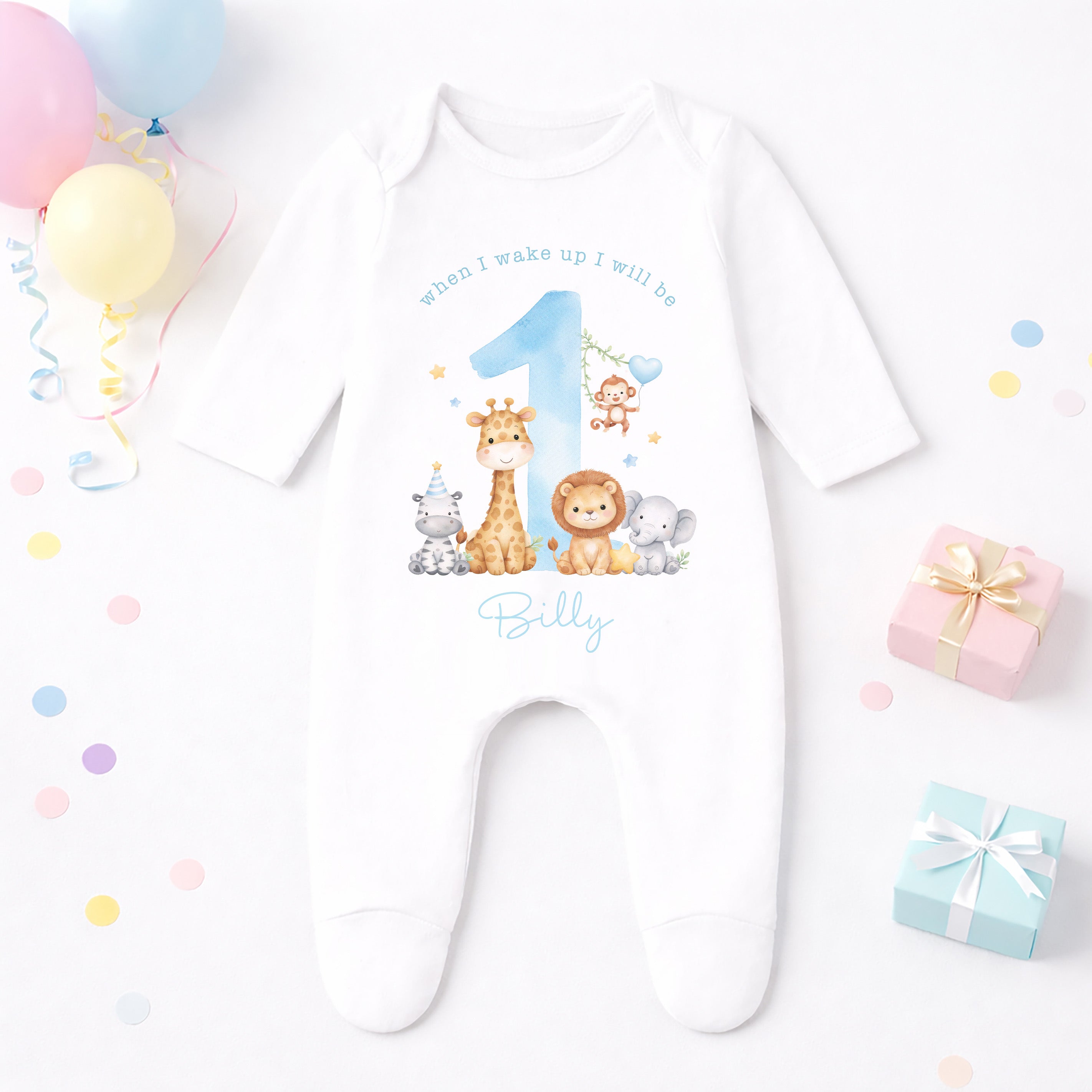Personalised 1st Birthday Pyjamas, First Bib | When I Wake Up I Will Be 1, Girls 1st Birthday Pyjamas, Boys 1st Birthday Pyjamas