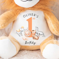Personalised 1st Birthday Teddy | Lion Safari | 1st Birthday Gift | First Birthday Gift, 1st Birthday Present | 1st Birthday Keepsake