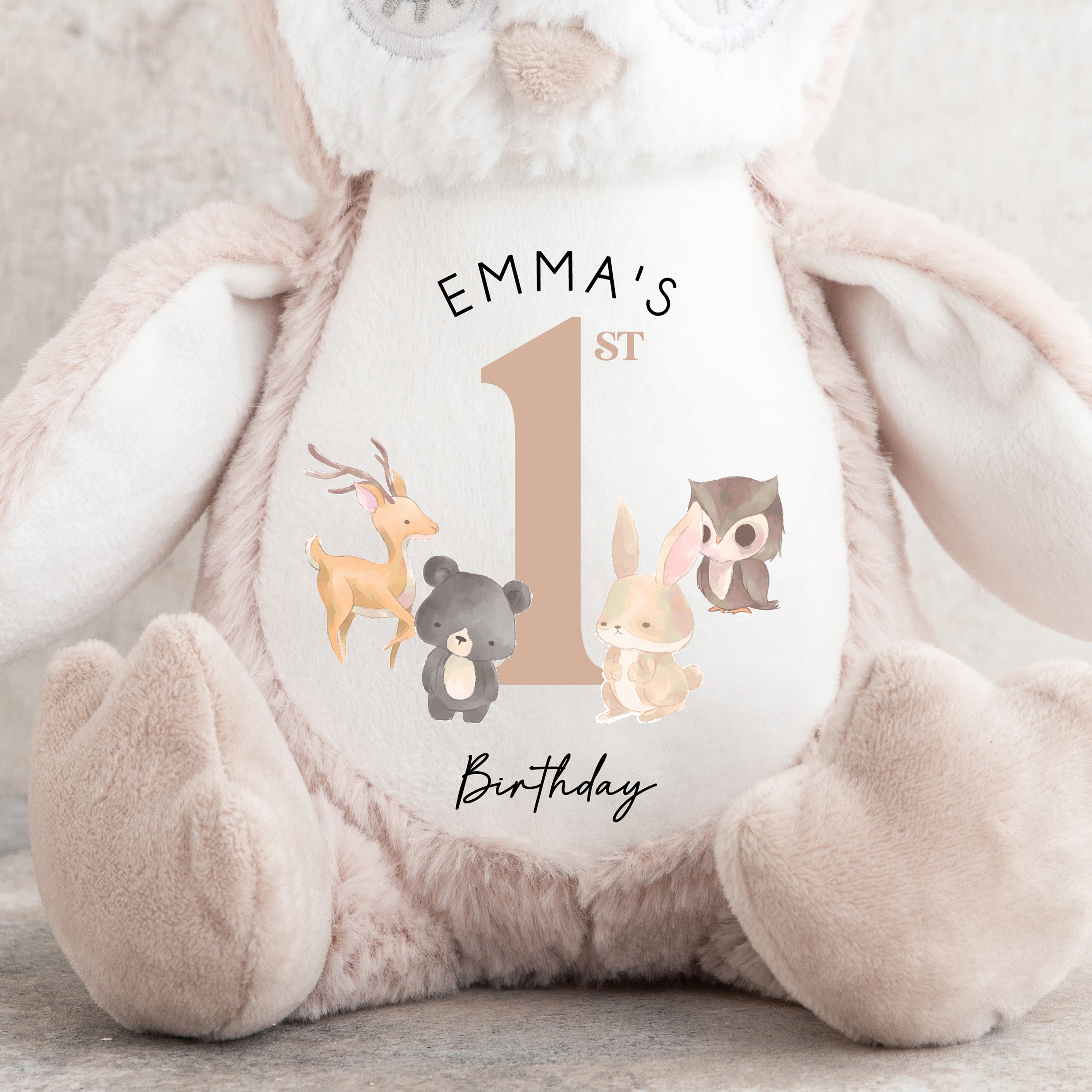Personalised 1st Birthday Teddy | Owl Animals | 1st Birthday Gift | First Birthday Gift, 1st Birthday Present | 1st Birthday Keepsake