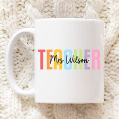 Thank You Teacher Gift - Watercolour Mug | Personalised Teacher Gift, Thank You Teacher Present. End Of Term Gift, Teacher Assistant Gift
