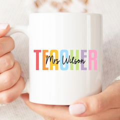 Thank You Teacher Gift - Watercolour Mug | Personalised Teacher Gift, Thank You Teacher Present. End Of Term Gift, Teacher Assistant Gift