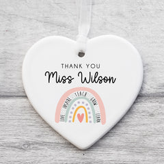 Thank You Teacher Gift, Personalised Teacher Ceramic - Personalised Teacher Gift, Teacher Present. End Of Term Gift - Watercolour Rainbow
