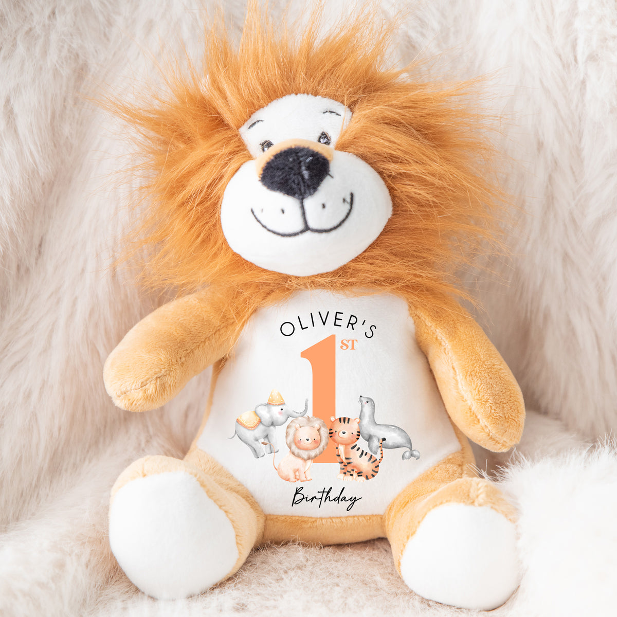 Personalised 1st Birthday Teddy | Lion Safari | 1st Birthday Gift | First Birthday Gift, 1st Birthday Present | 1st Birthday Keepsake