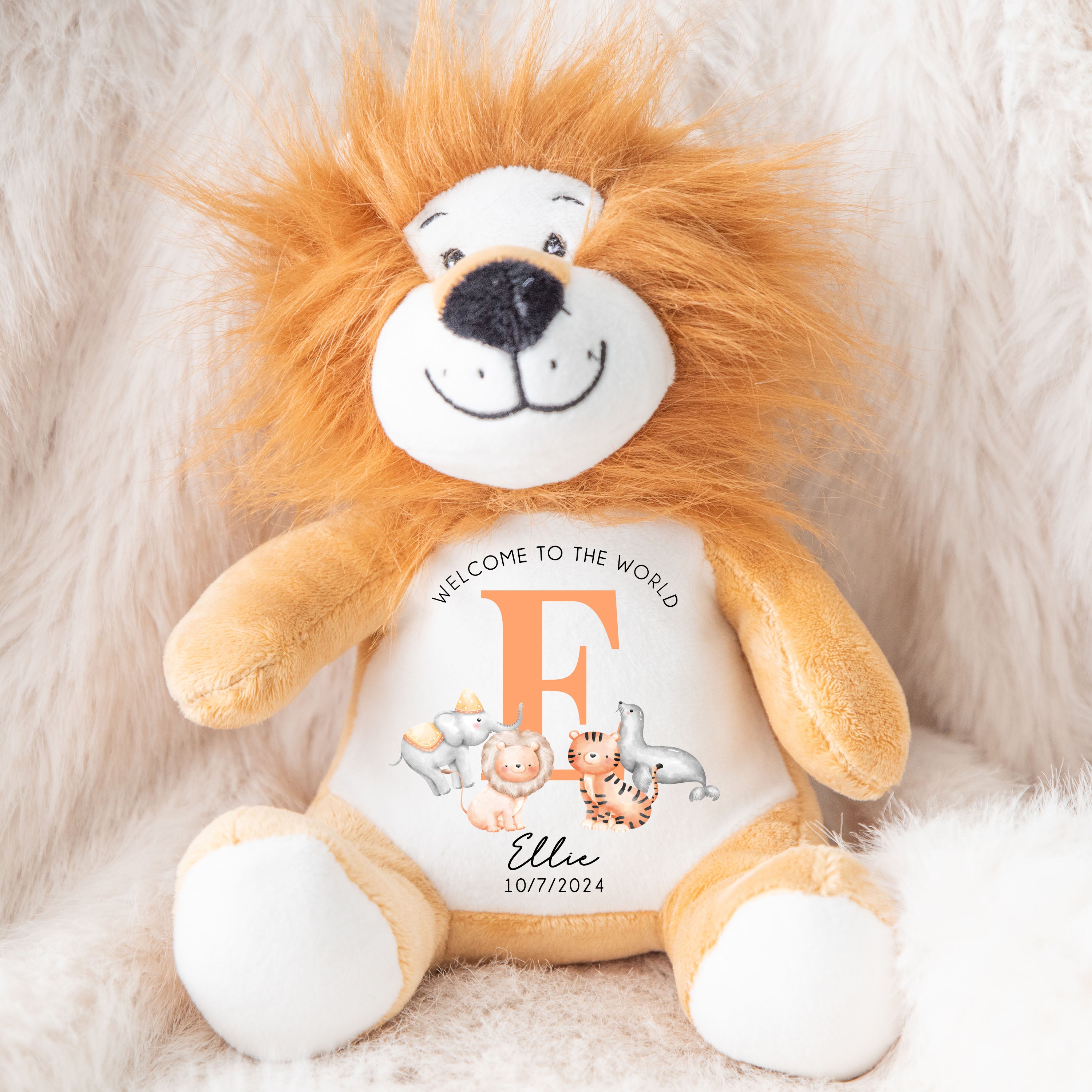 Personalised Teddy, Custom Newborn Teddy | Welcome to the World | Baby Announcement Teddy, Personalised Newborn Gift, Personalised Lion