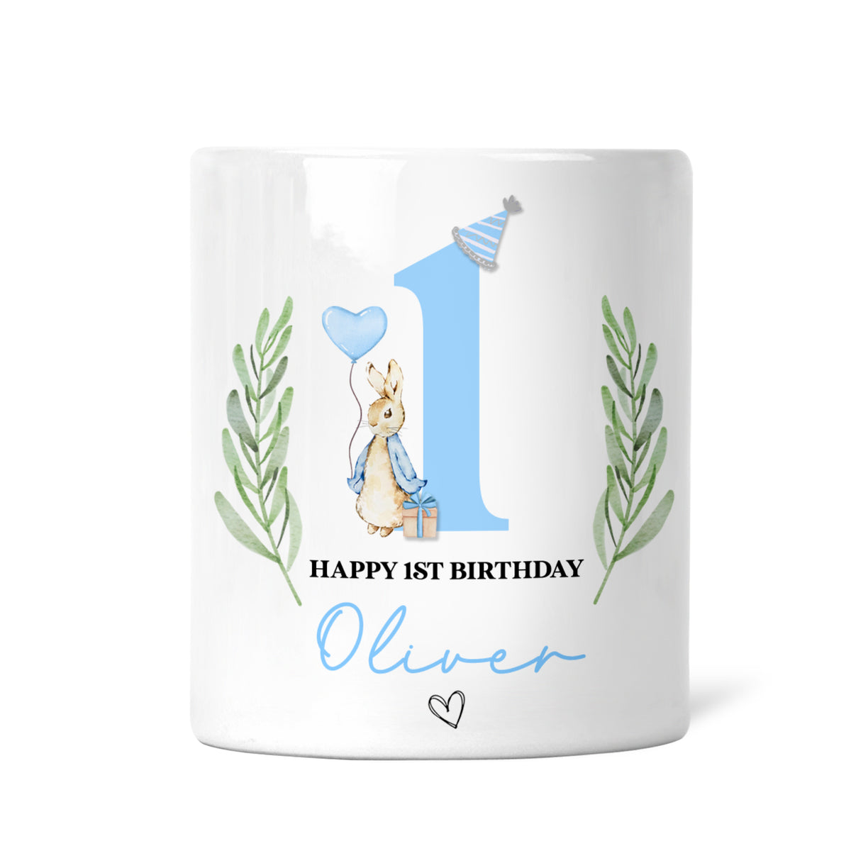 Personalised 1st Birthday Money Box | Personalised 1st Birthday Gift, First Birthday Gift, First Birthday Money Box | Boy Rabbit
