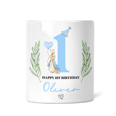 Personalised 1st Birthday Money Box | Personalised 1st Birthday Gift, First Birthday Gift, First Birthday Money Box | Boy Rabbit