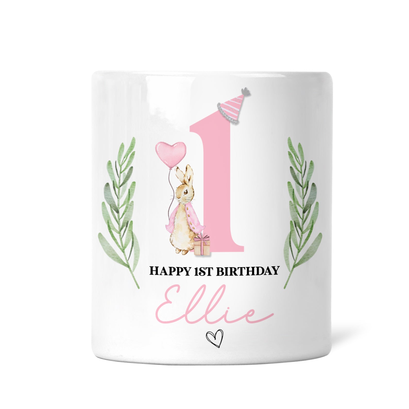 Personalised 1st Birthday Money Box | Personalised 1st Birthday Gift, First Birthday Gift, First Birthday Money Box | Pink Bunny